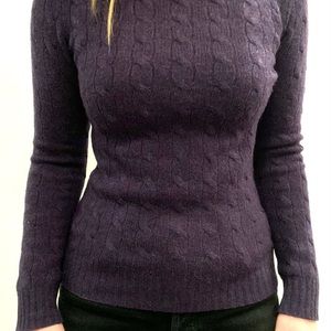 Ralph Lauren cashmere purple cable knit sweater